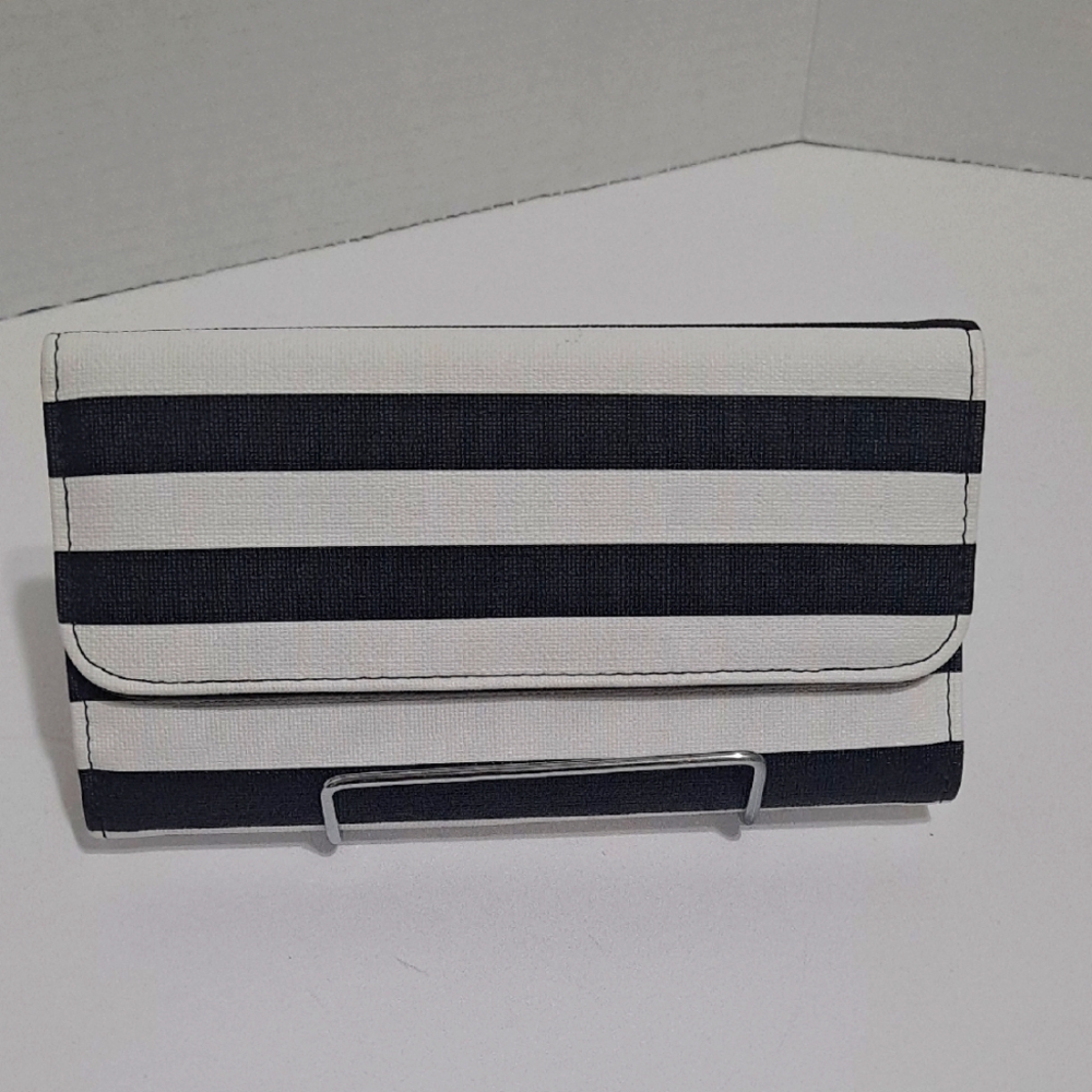 KUT Black And White Striped Long Wallet NWOT